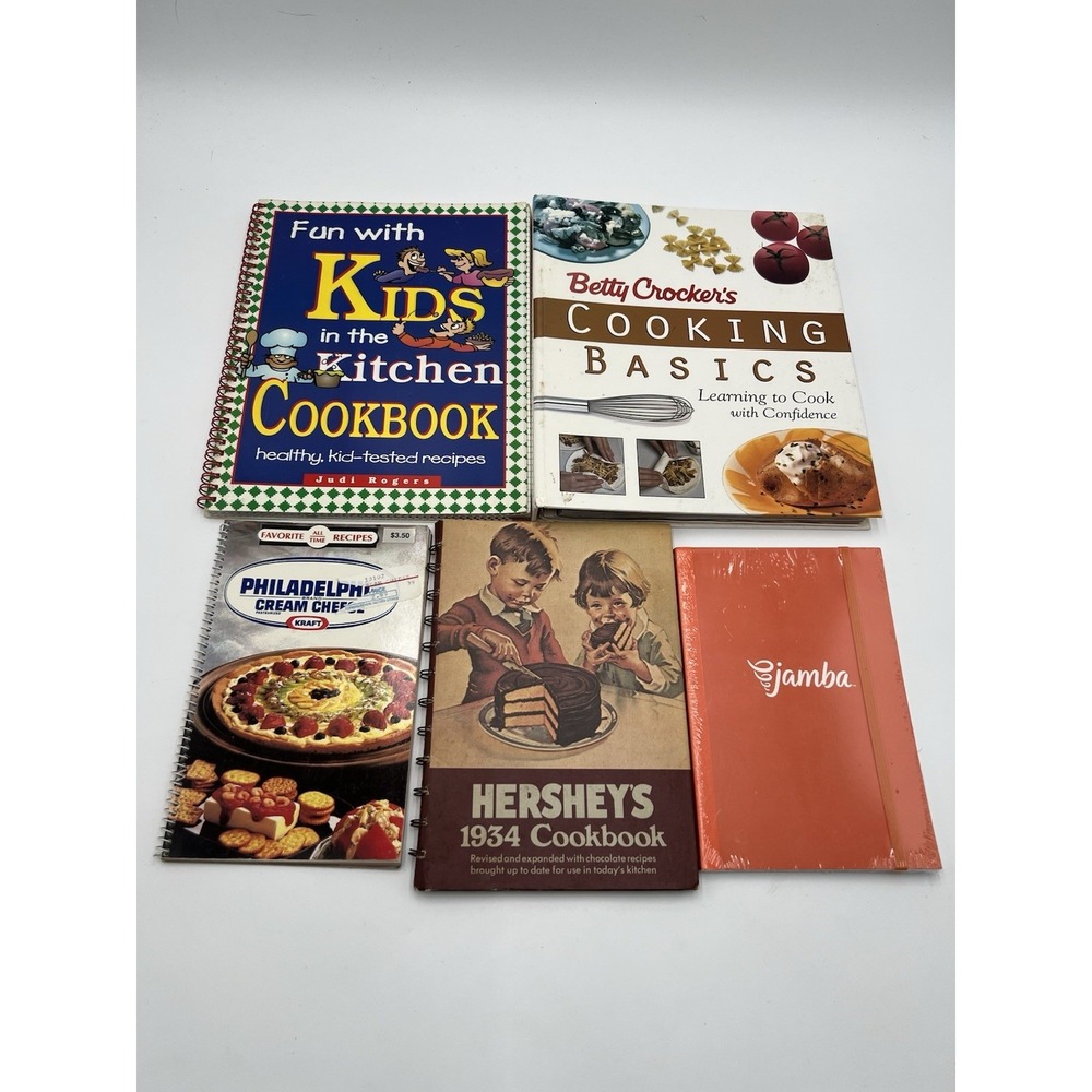 Vintage Cookbook Lot Betty Crocker Hershey Kids Kitchen Jamba 5 Books